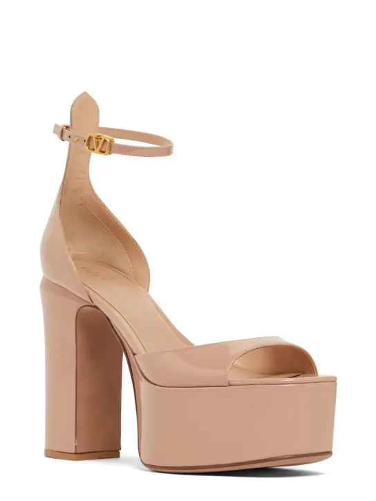 Valentino Garavani   120mm Tan-go patent leather sandals 