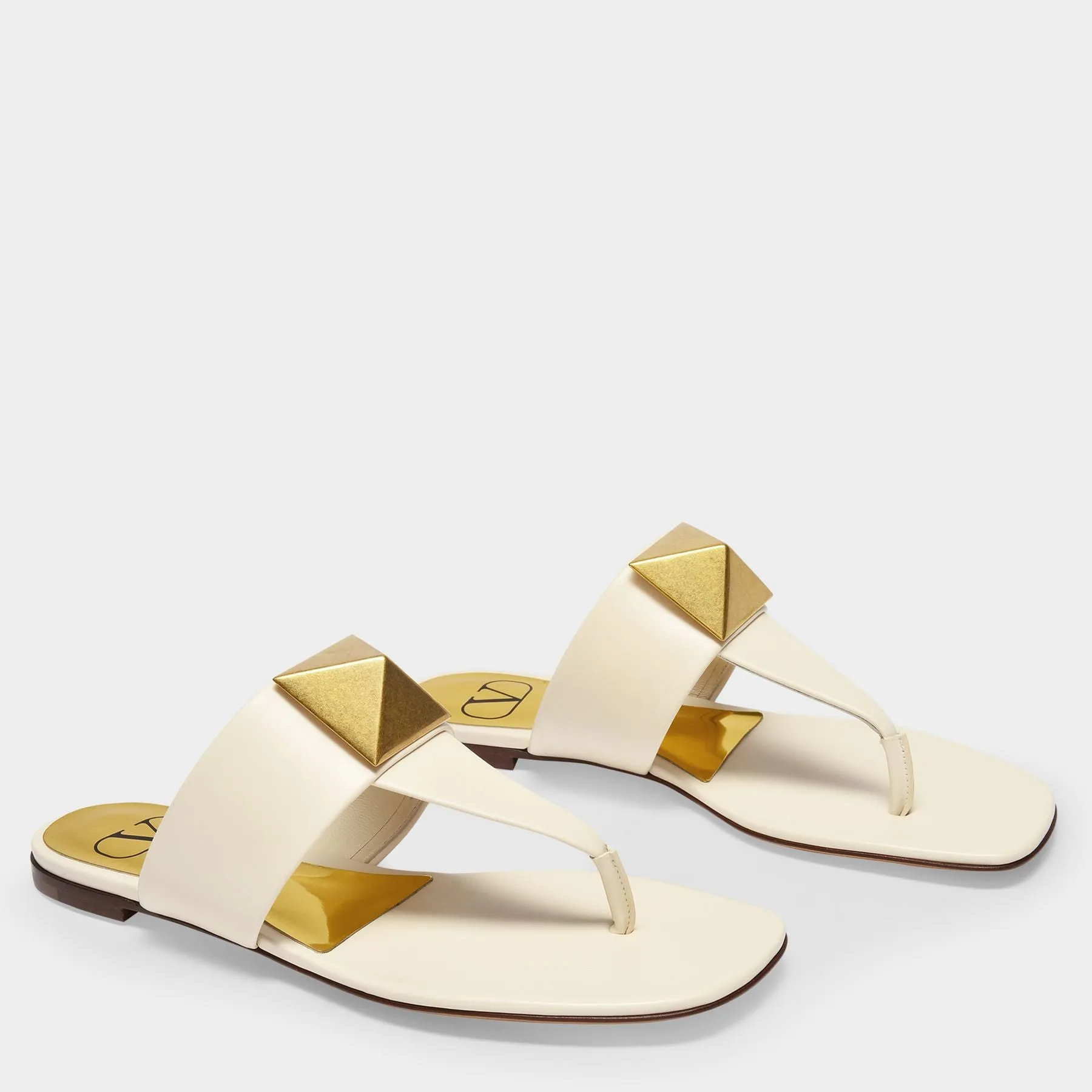 Valentino Garavani  One Stud Sandals in White Leather