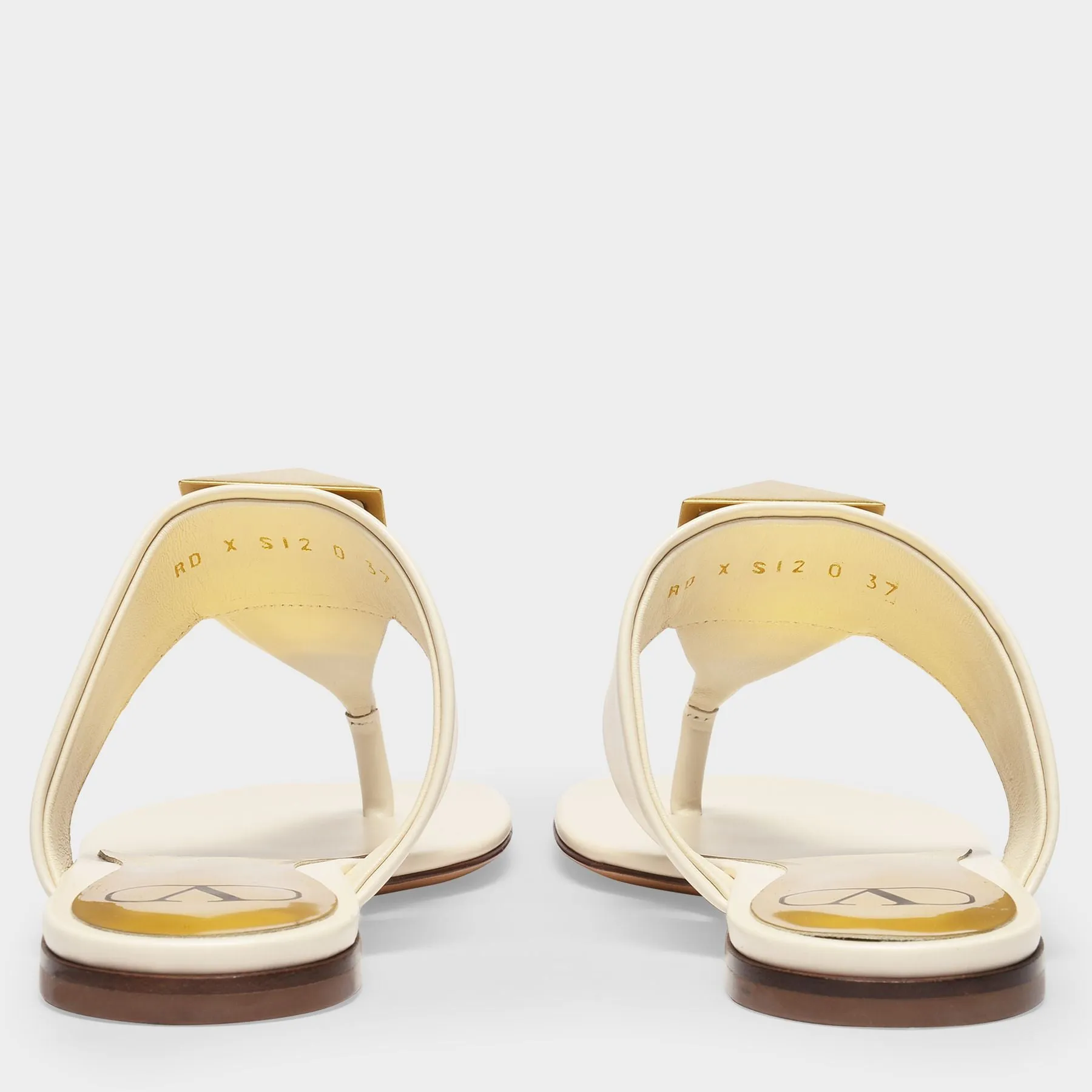 Valentino Garavani  One Stud Sandals in White Leather