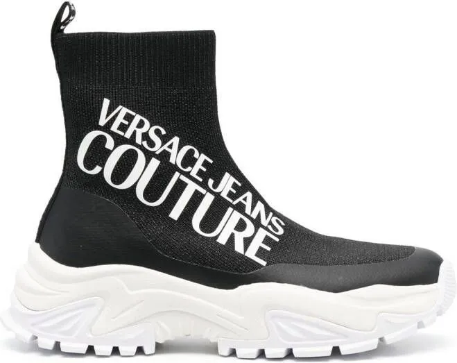 Versace Jeans Couture logo-print sock-style sneakers Black