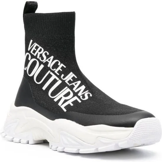 Versace Jeans Couture logo-print sock-style sneakers Black