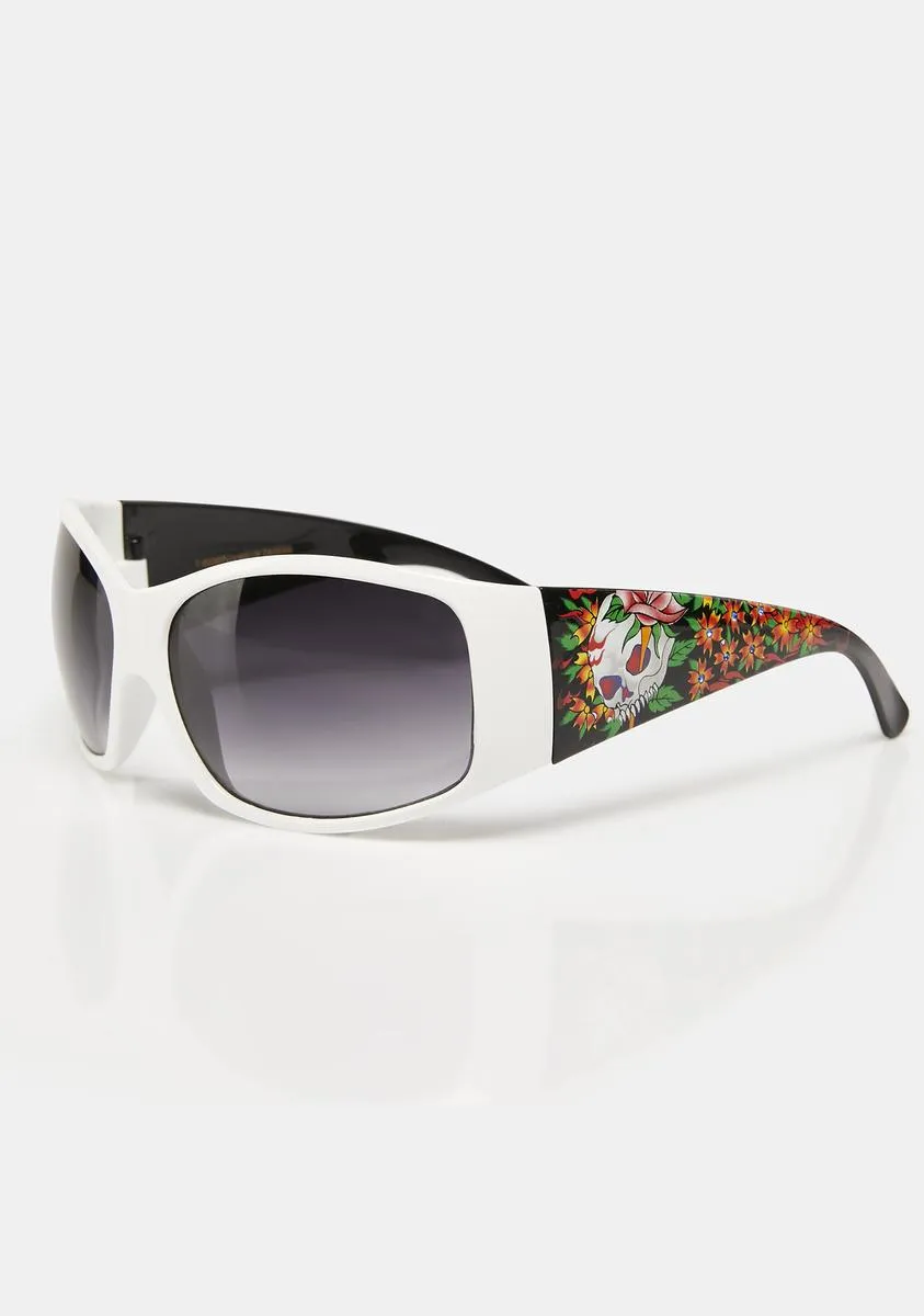 White Skull Tattoo Sunglasses-