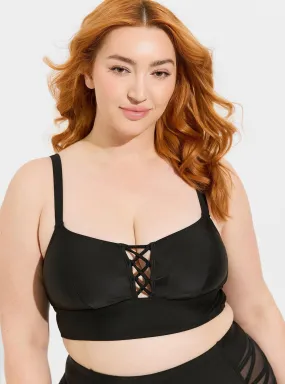 Wireless Strappy Lace Up Bikini Top