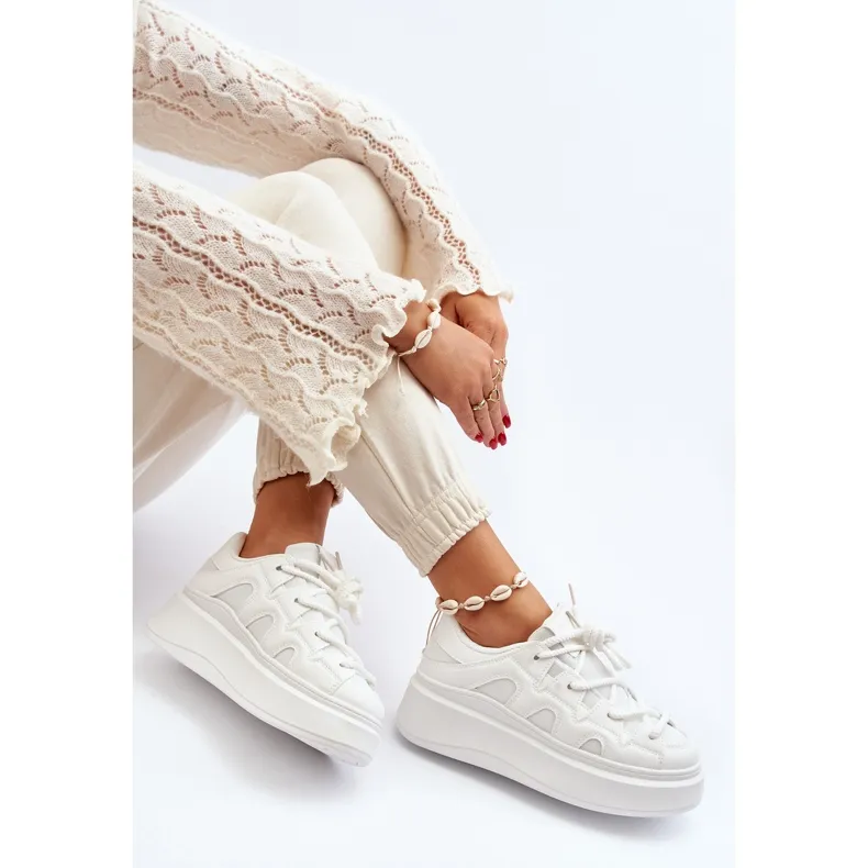 Women's Sneakers With Thick Lacing White Vinali