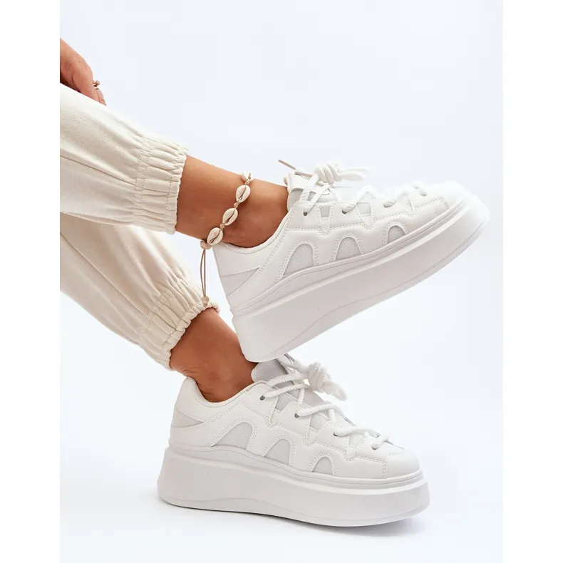 Women's Sneakers With Thick Lacing White Vinali