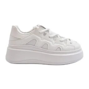 Women's Sneakers With Thick Lacing White Vinali