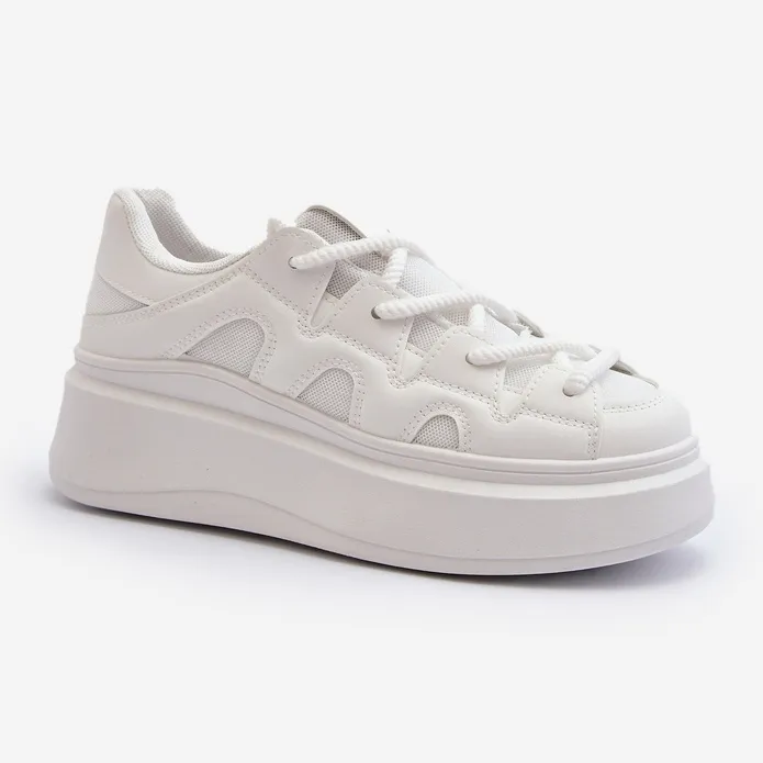 Women's Sneakers With Thick Lacing White Vinali