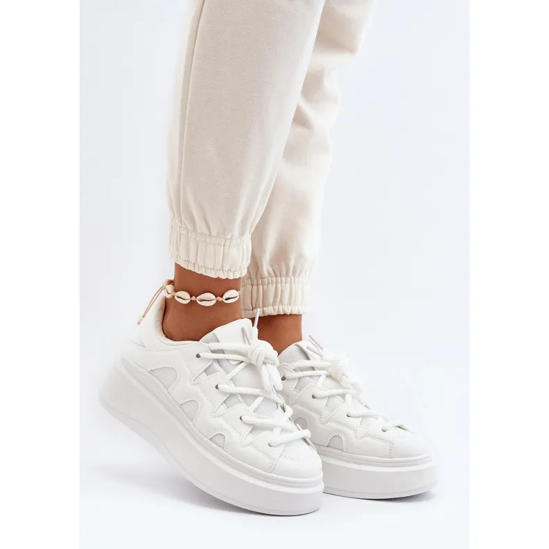 Women's Sneakers With Thick Lacing White Vinali