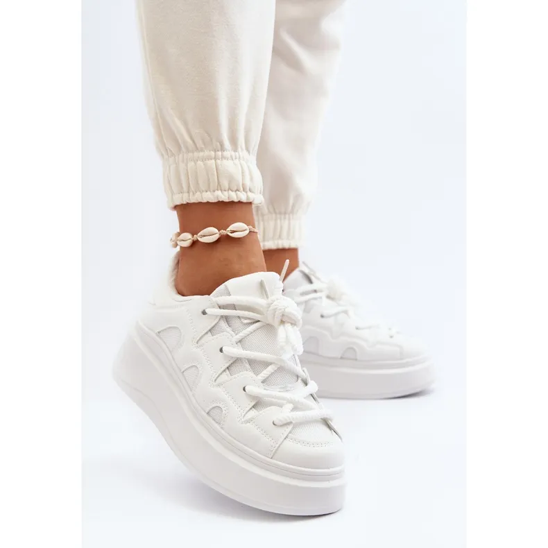 Women's Sneakers With Thick Lacing White Vinali