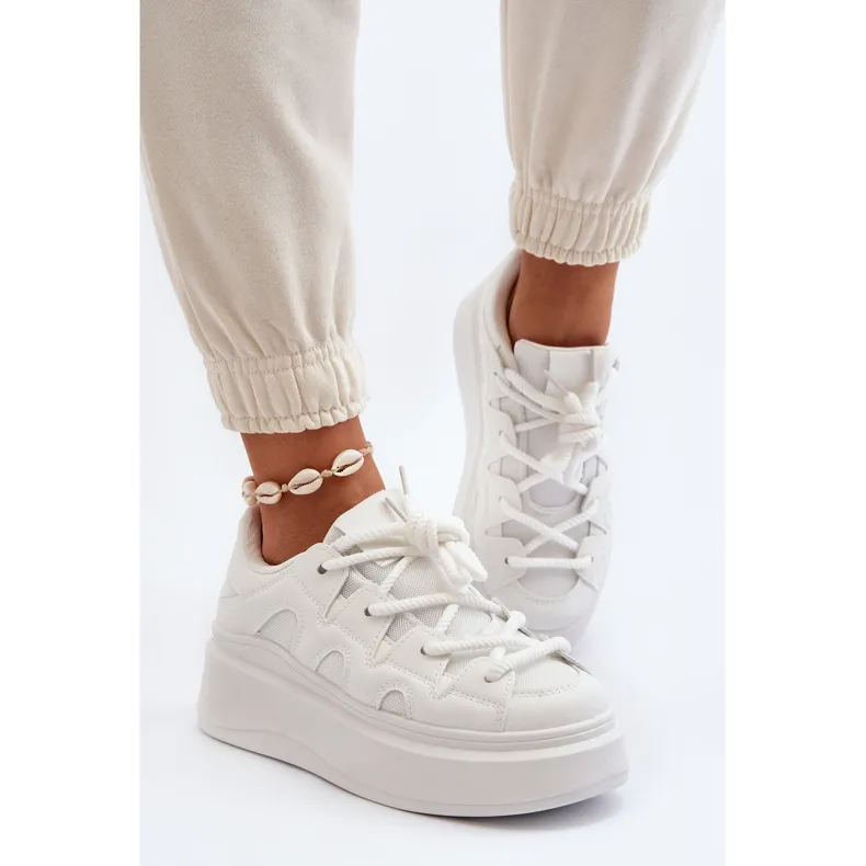 Women's Sneakers With Thick Lacing White Vinali