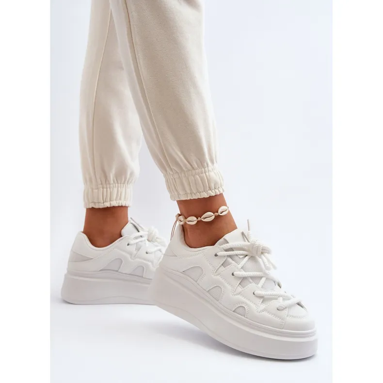 Women's Sneakers With Thick Lacing White Vinali