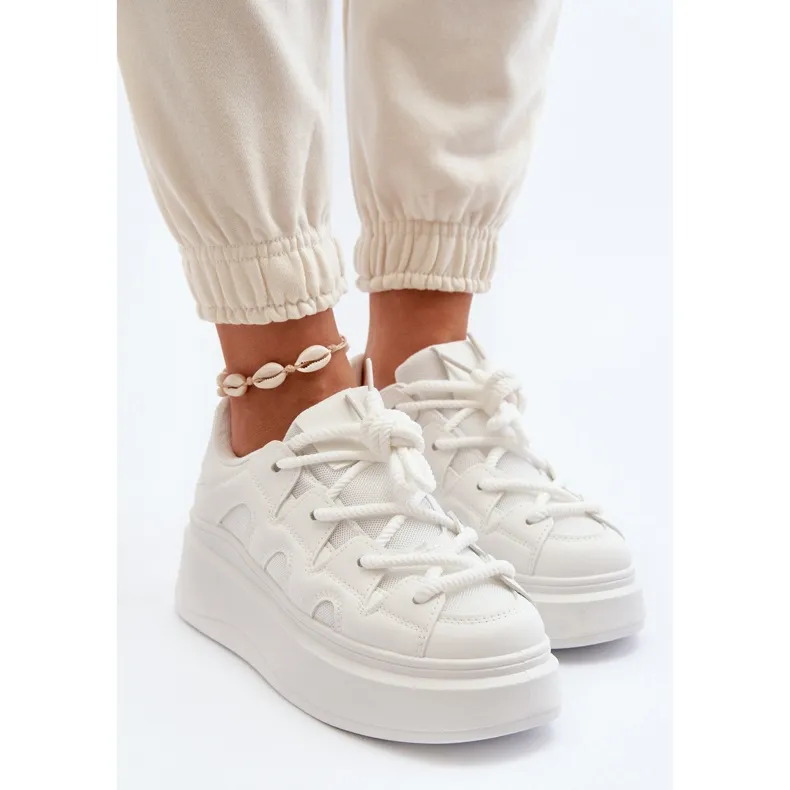 Women's Sneakers With Thick Lacing White Vinali