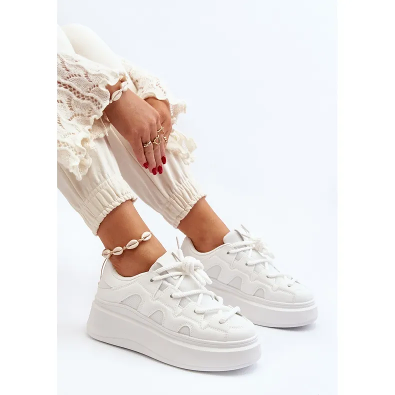 Women's Sneakers With Thick Lacing White Vinali