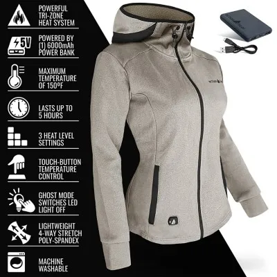 Women's ActionHeat Battery Heated Slim Fit Hoodie Full Zip