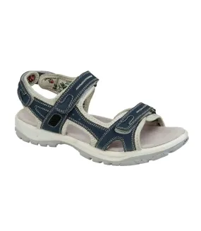 Womens/ladies leather sports sandals denim blue Mod Comfys