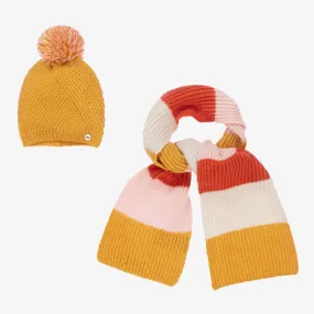 Yellow & Pink Knitted Hat Set