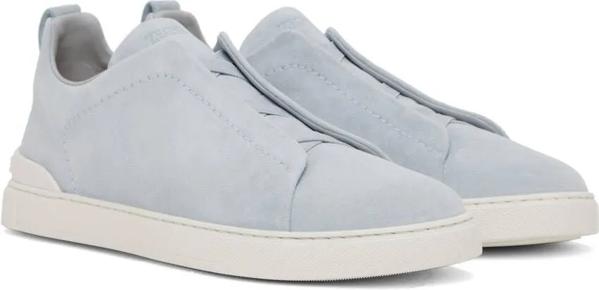 ZEGNA Blue Triple Stitch Sneakers